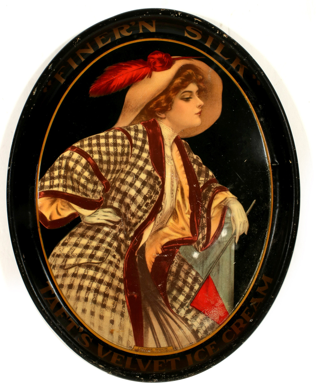 A 1913 'COLLEGE WIDOW' ICE CREAM ADVERTISING SIGN