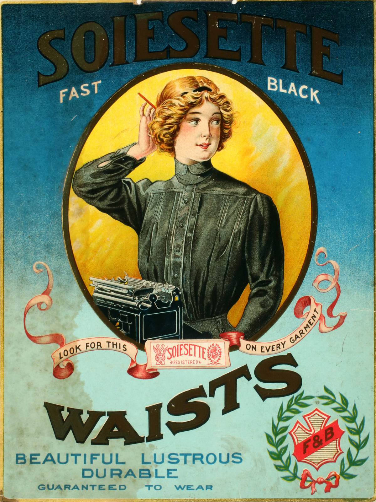 SOIESETTE WAISTS ADVERTISING POSTER CIRCA 1910