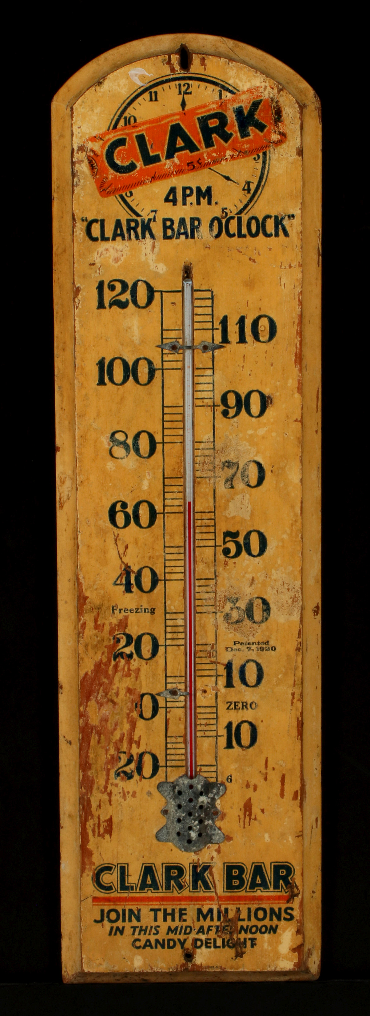 A CLARK CANDY BAR ADVERTISING THERMOMETER C. 1920s