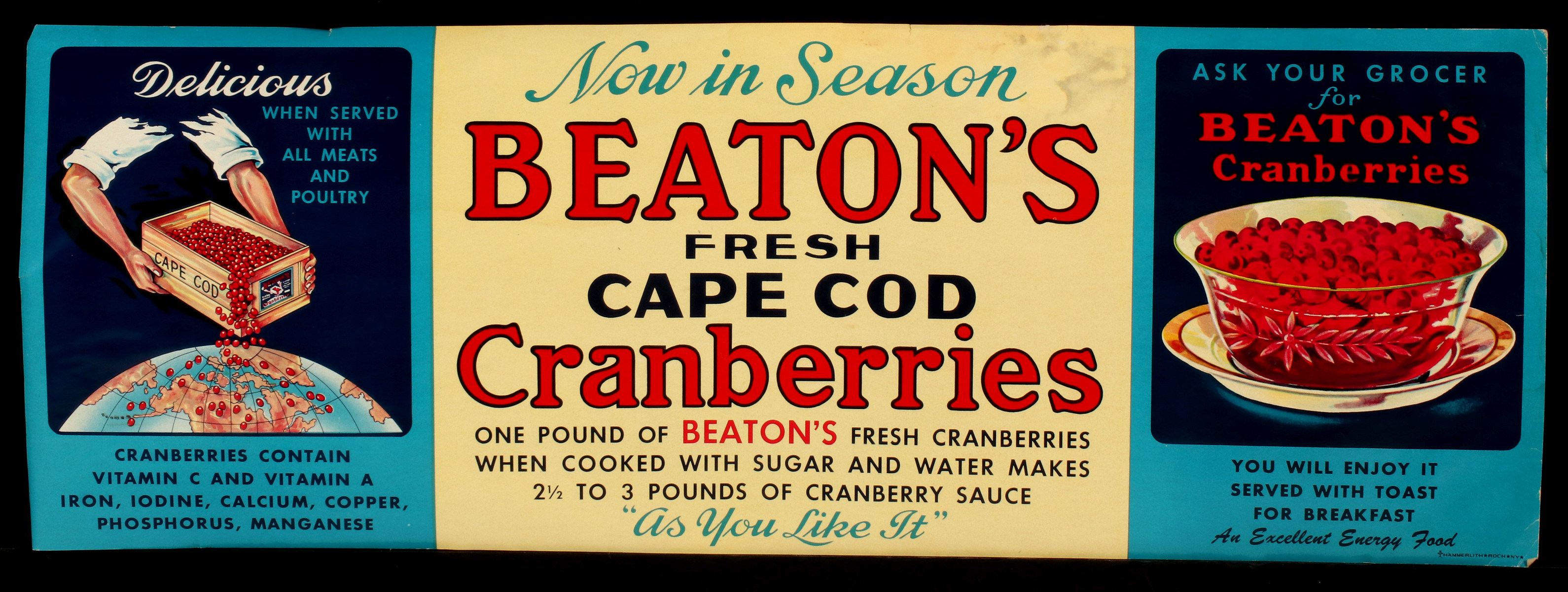 A BEATON'S CRANBERRIES NOS PAPER CONTAINER LABEL