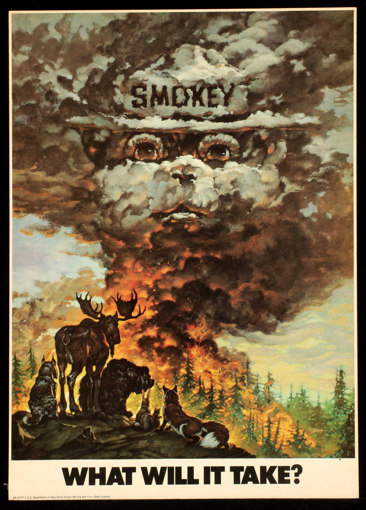 ORIGINAL 1980s SMOKEY BEAR FIRE PREVENTION POSTER