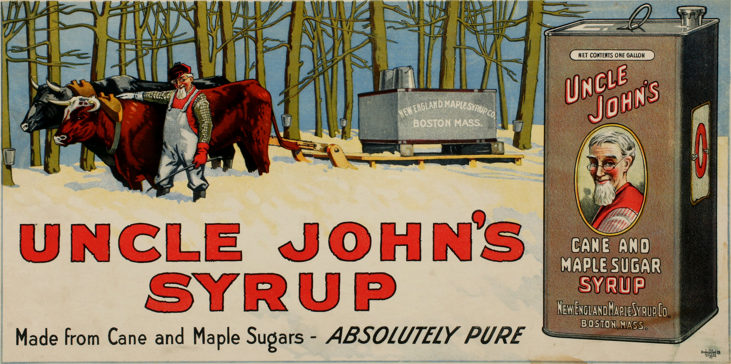 AN UNCLE JOHN'S SYRUP ADVERTISING TROLLEY SIGN