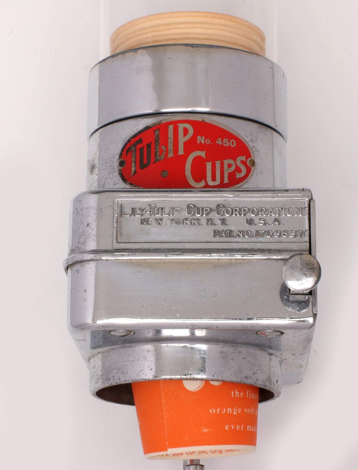 A TULIP CUPS WALL MOUNTED DISPENSER