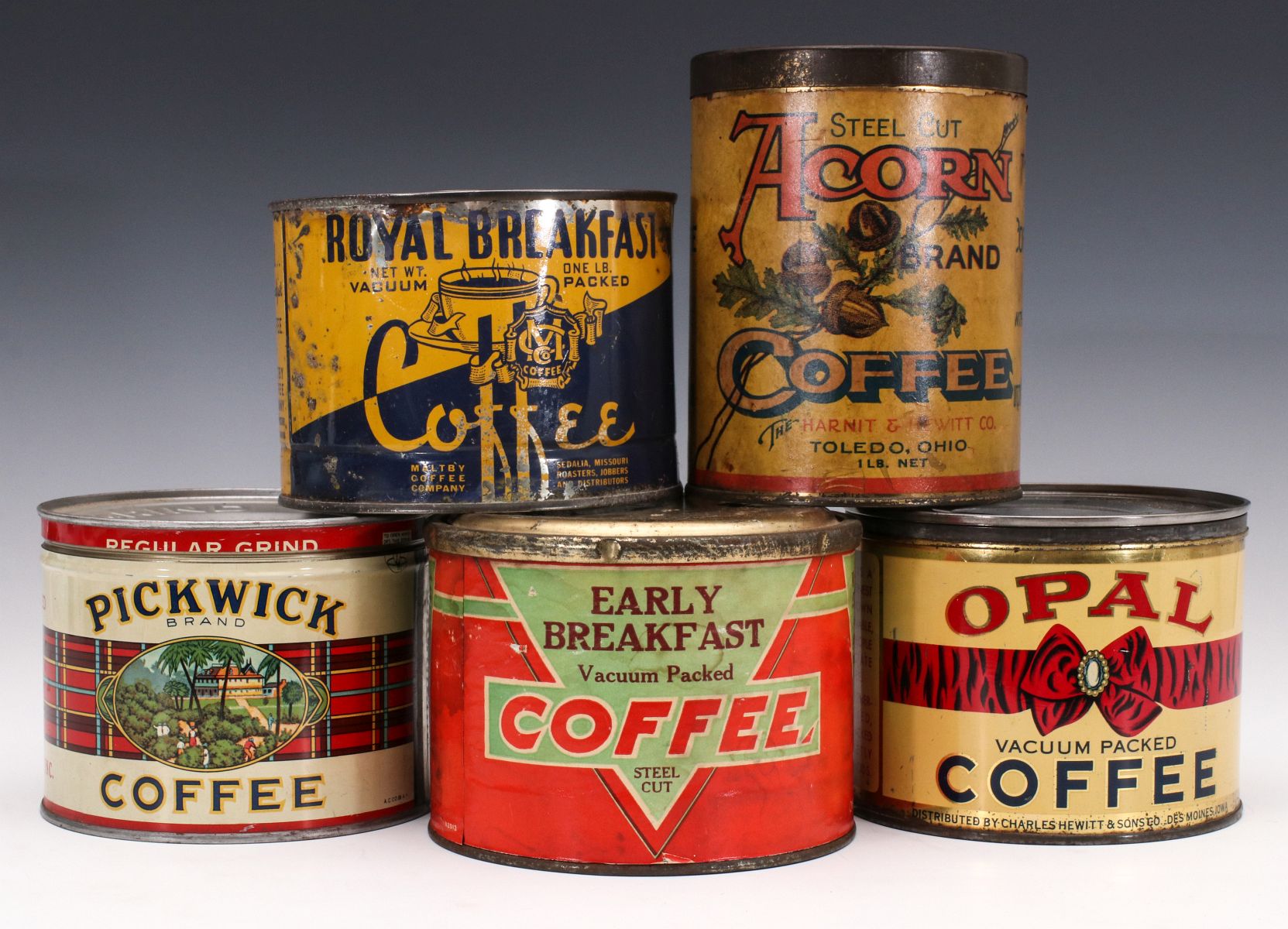 A COLLECTION OF 1920s ADVERTISING COFFEE CANS