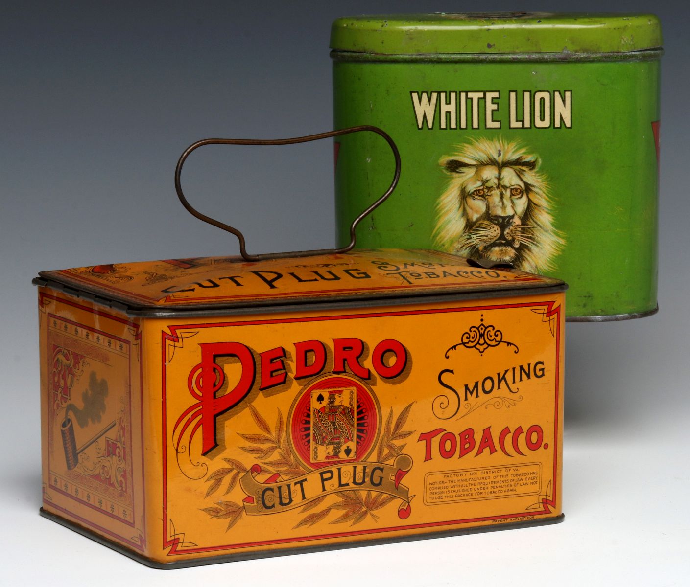 TWO COLORFUL TIN LITHO ADVERTISING TOBACCO TINS