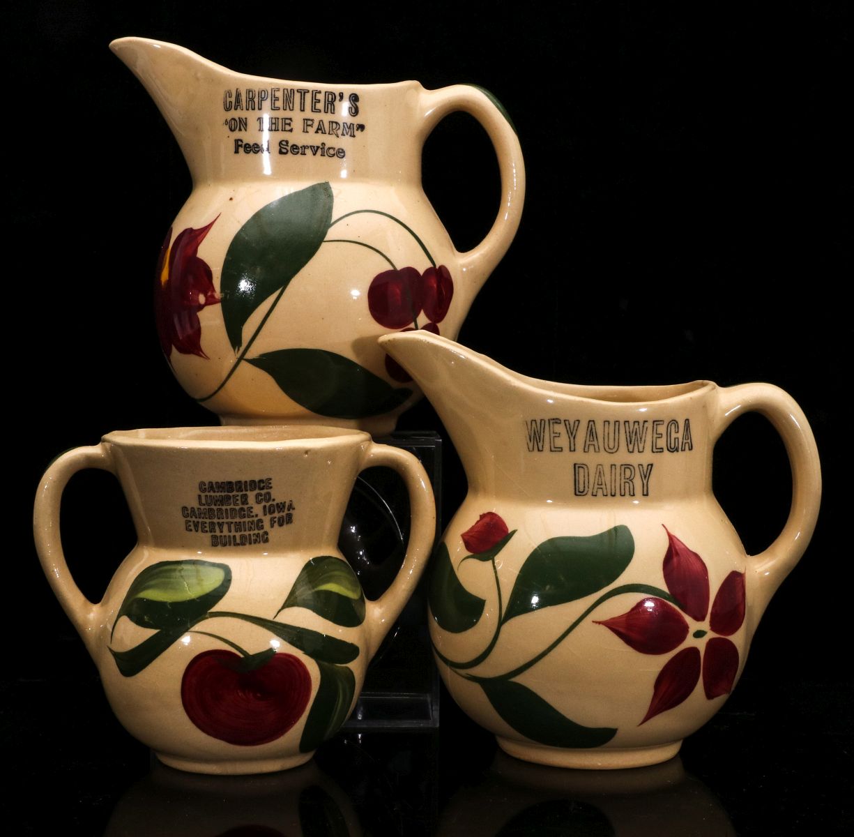 WATT POTTERY PIECES WITH ADVERTISING