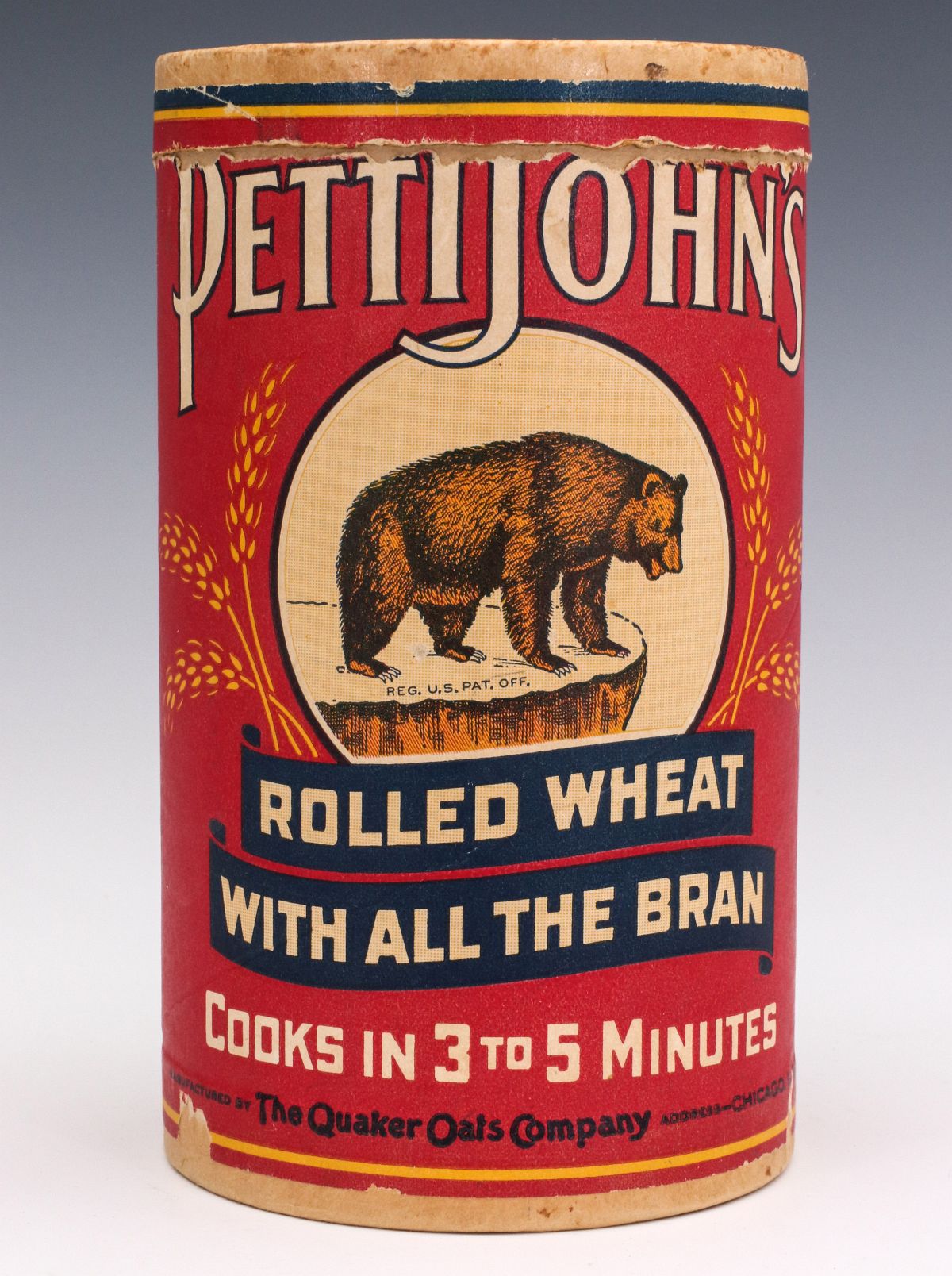 QUAKER OATS CO. PETTIJOHN'S ROLLED WHEAT CONTAINER