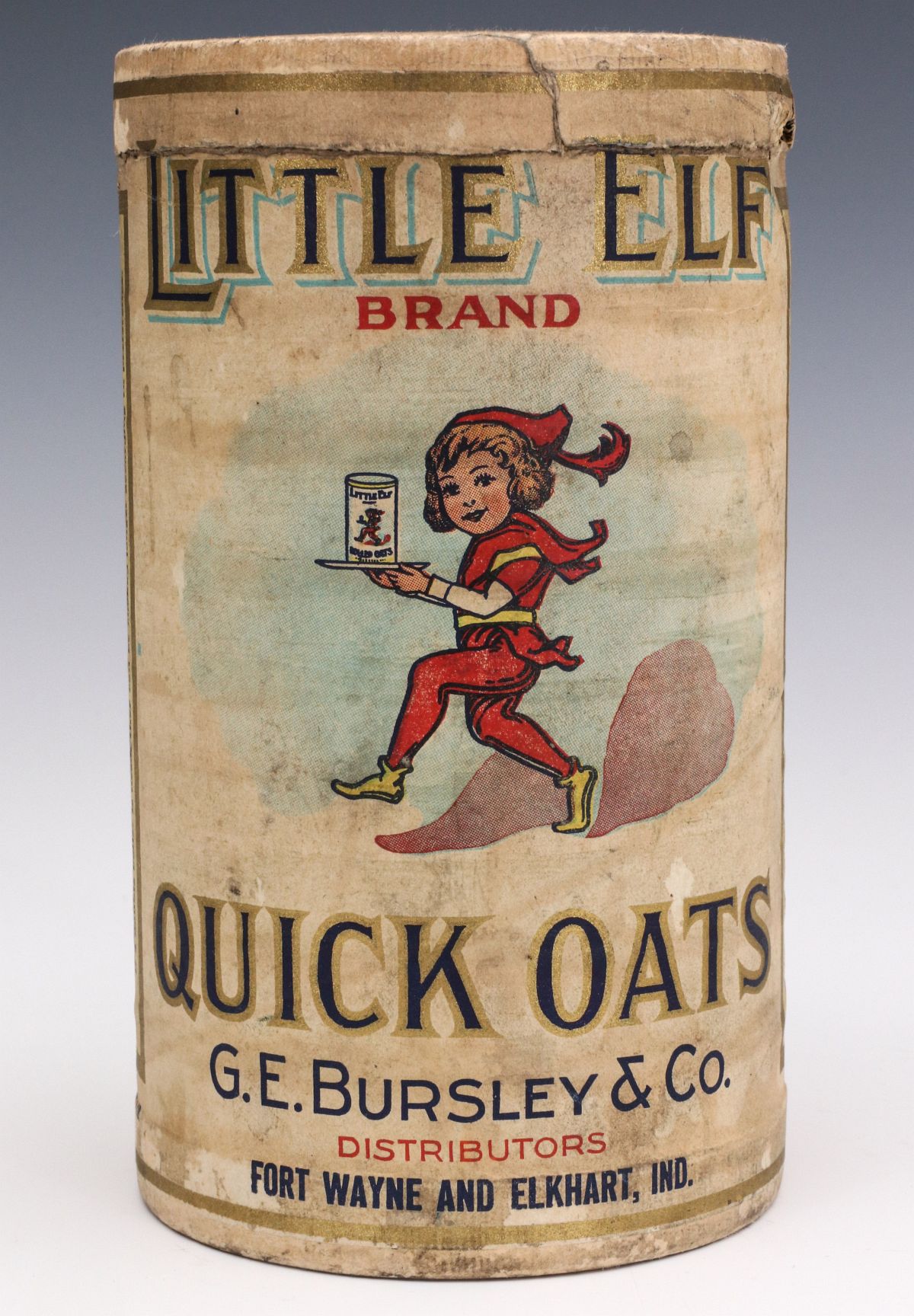 A LITTLE ELF BRAND QUICK OATS CONTAINER