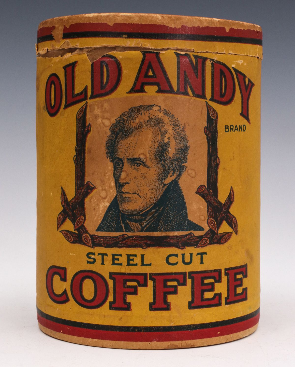 OLD ANDY COFFEE CANISTER PICTURING ANDREW JACKSON