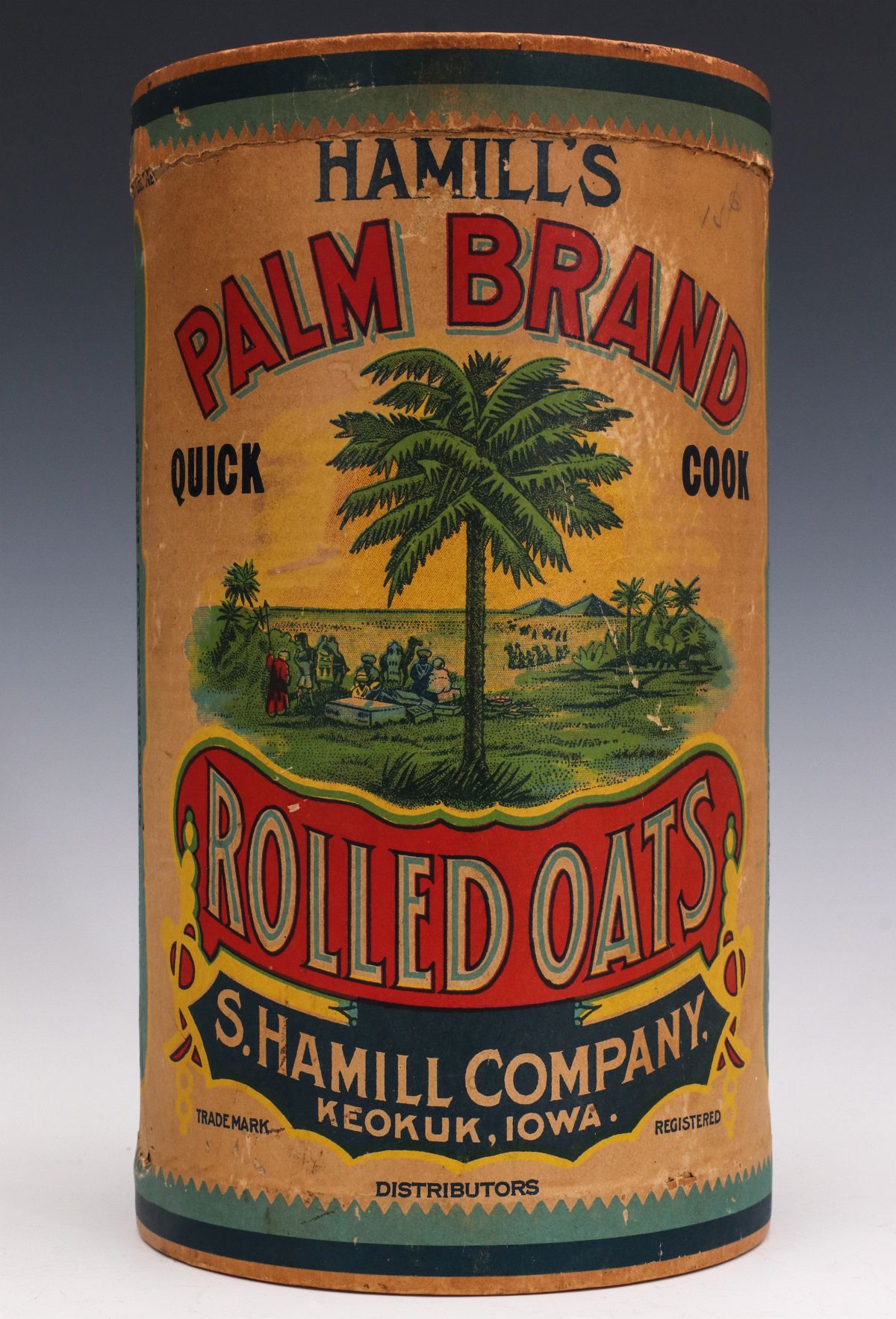 A HAMILL'S PALM BRAND ROLLED OATS CONTAINER