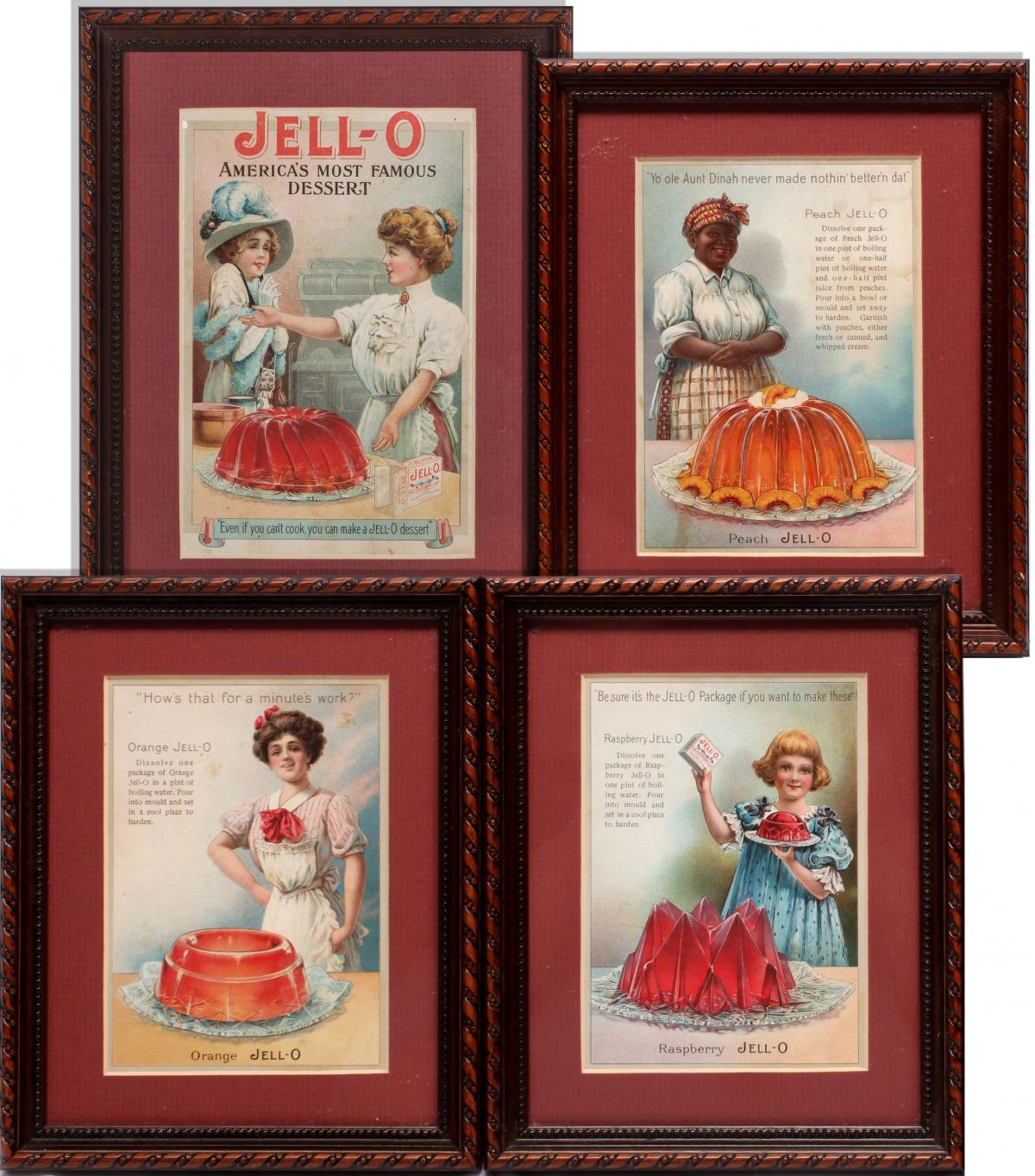 A COLLECTION OF FRAMED JELL-O TRADE CARDS C. 1910