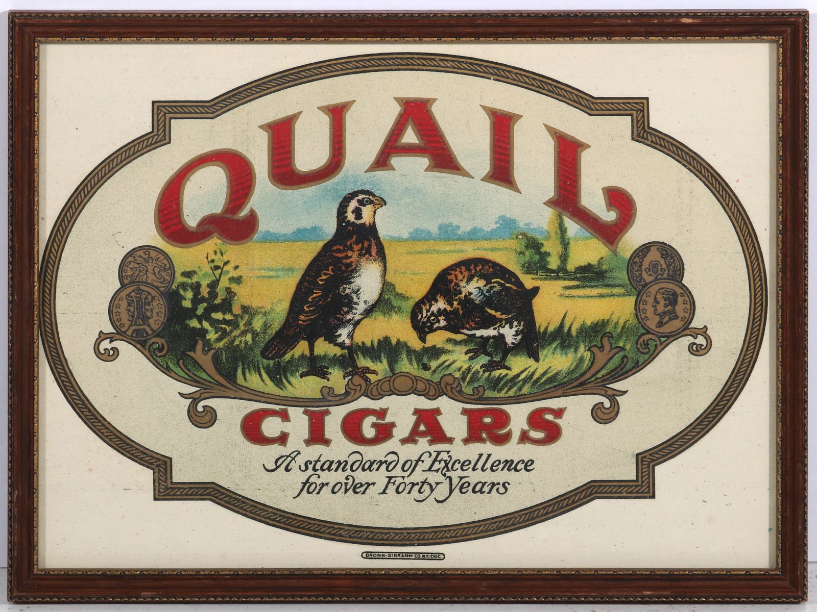 A QUAIL CIGARS LITHOGRAPH ADVERTISING SIGN C 1900