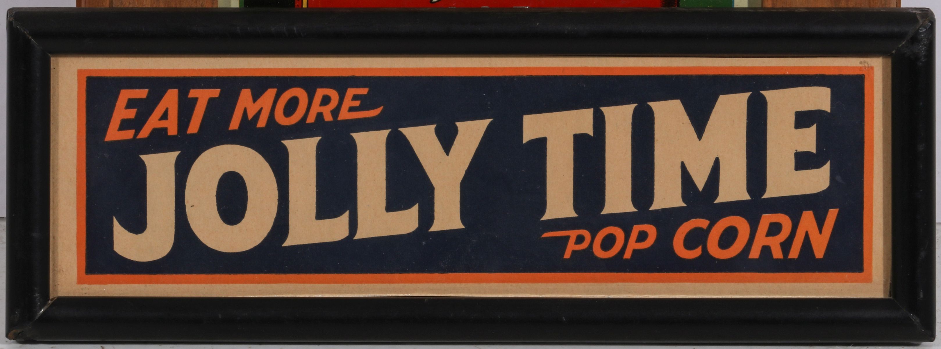 JOLLY TIME POP CORN LITHO ADVERTISING SIGN C 1930