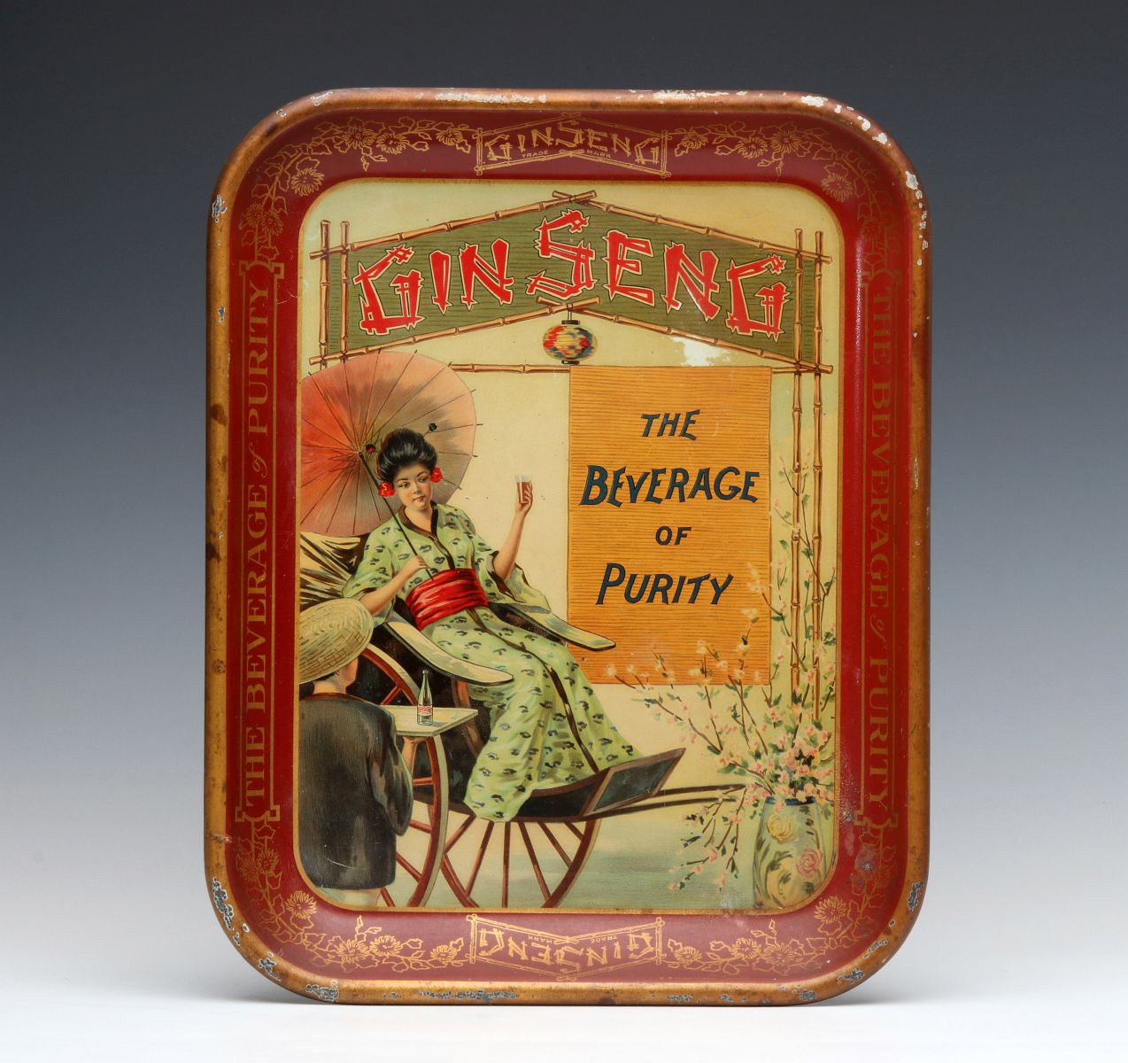 AN ADVERTISING TRAY FOR GINSENG SODA