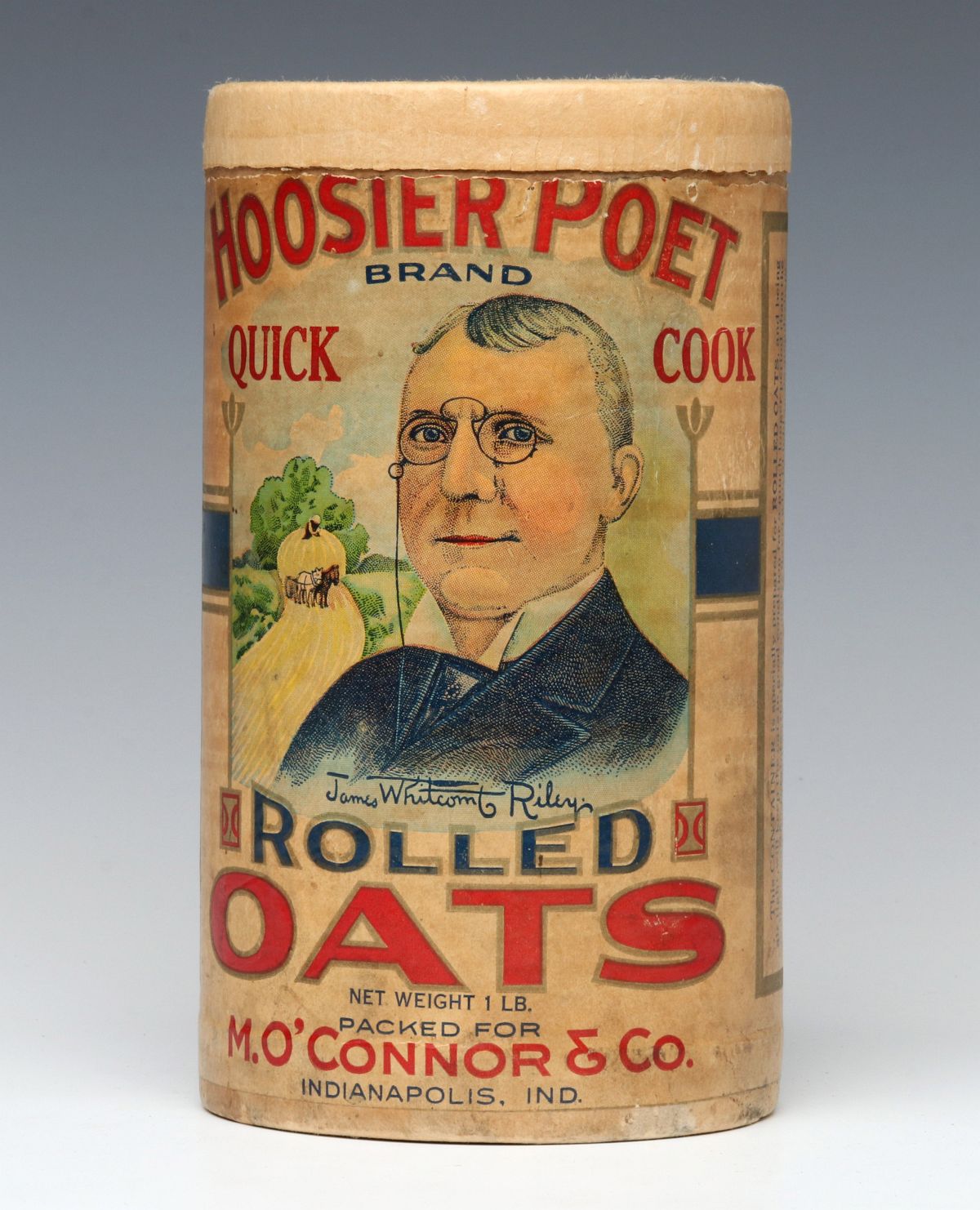 A 'HOOSIER POET' BRAND ROLLED OATS CONTAINER