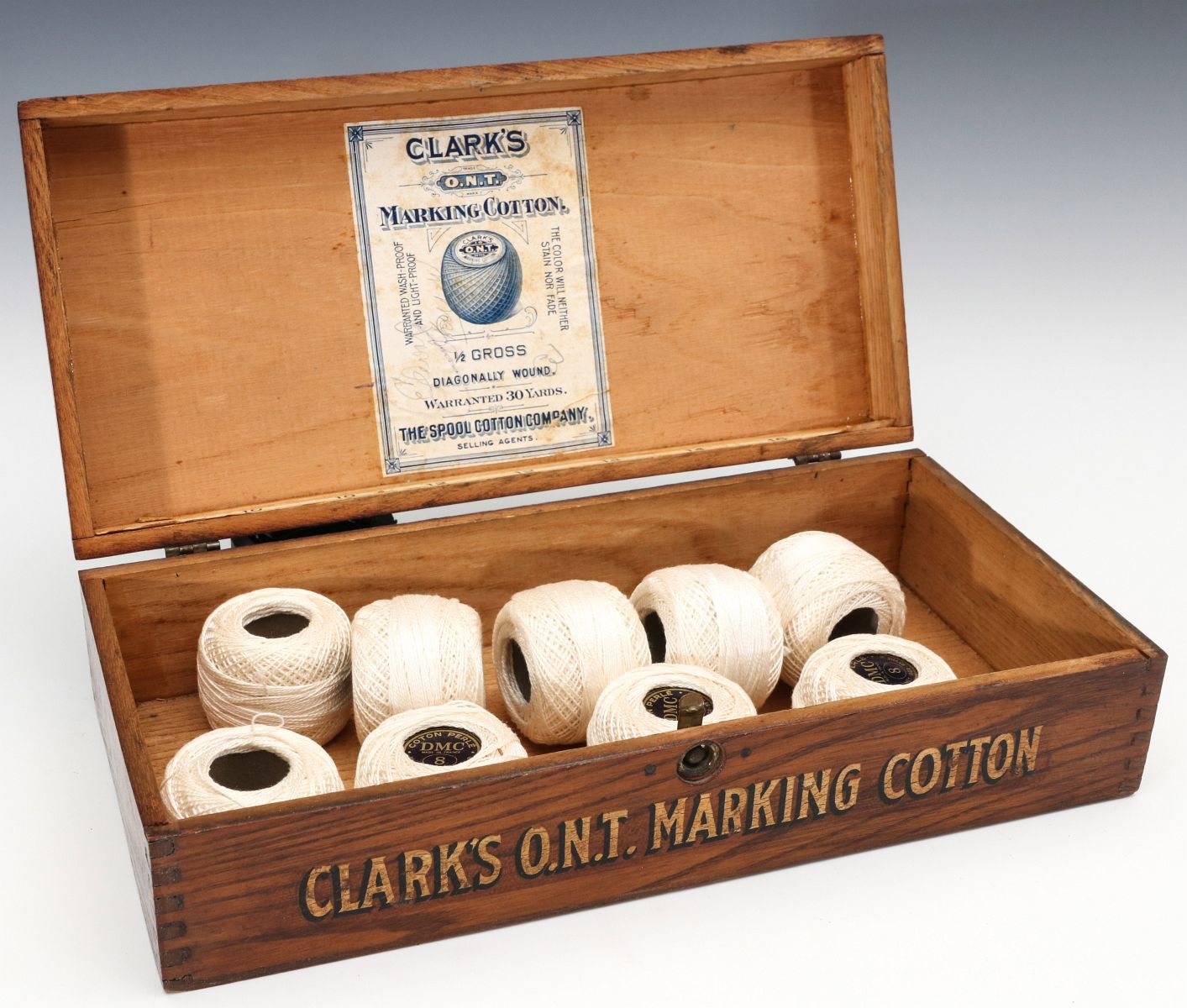 A CLARK'S O.N.T. MARKING COTTON ADVERTISING BOX