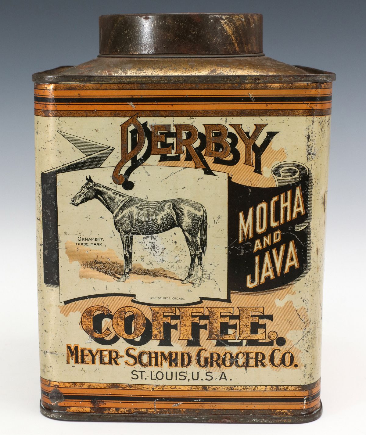 A DERBY MOCHA AND JAVA COFFEE ADVERTISING TIN