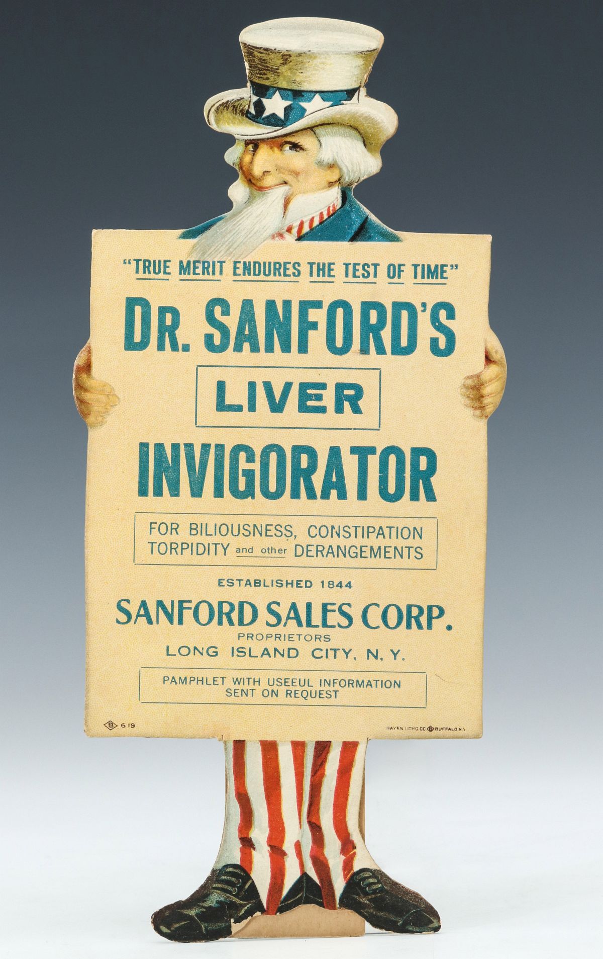 A DR. SANFORD'S LIVER INVIGORATOR DIE-CUT SIGN