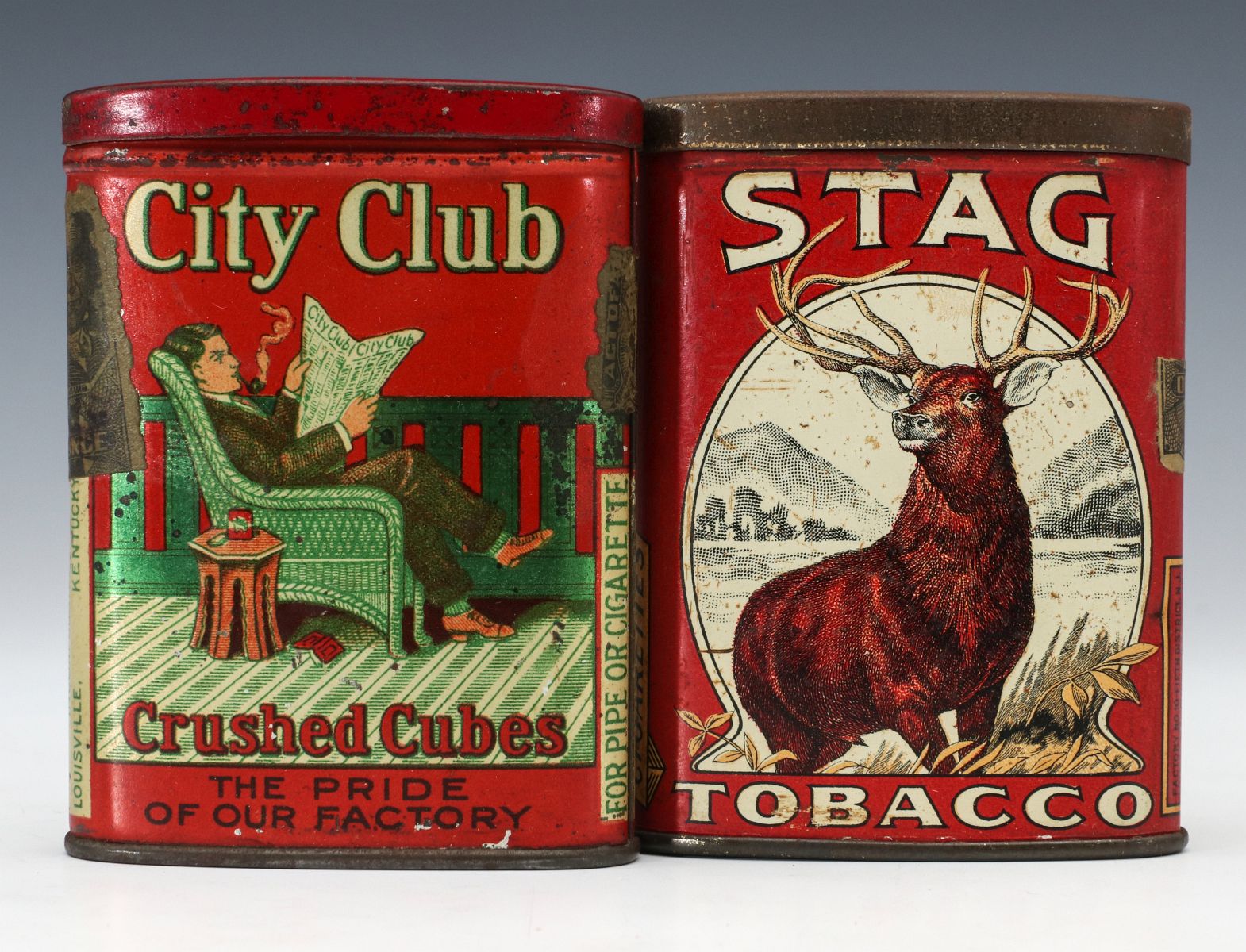 CITY CLUB AND STAG BRANDS TOBACCO POCKET TINS