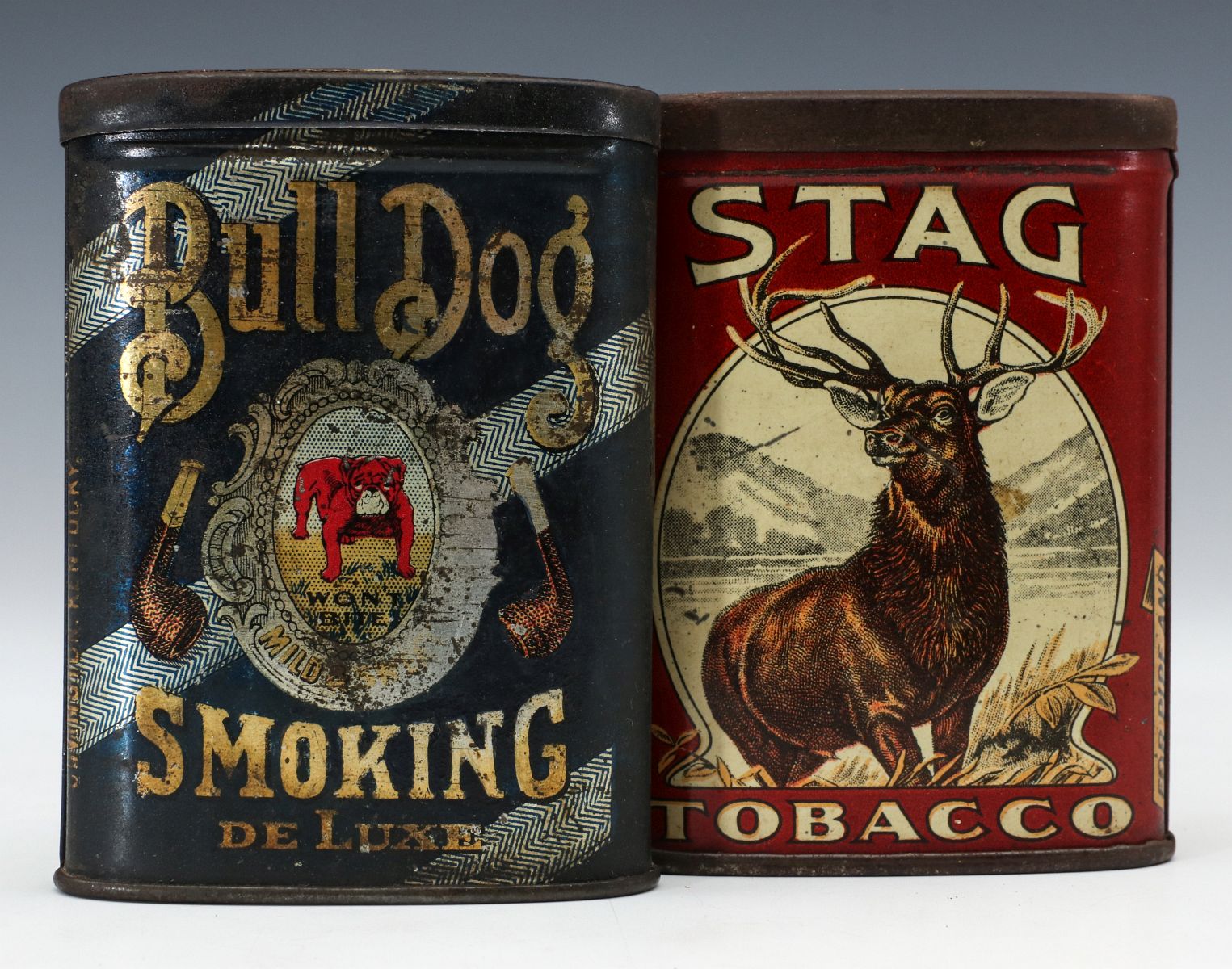 BULL DOG AND STAG BRANDS TOBACCO POCKET TINS