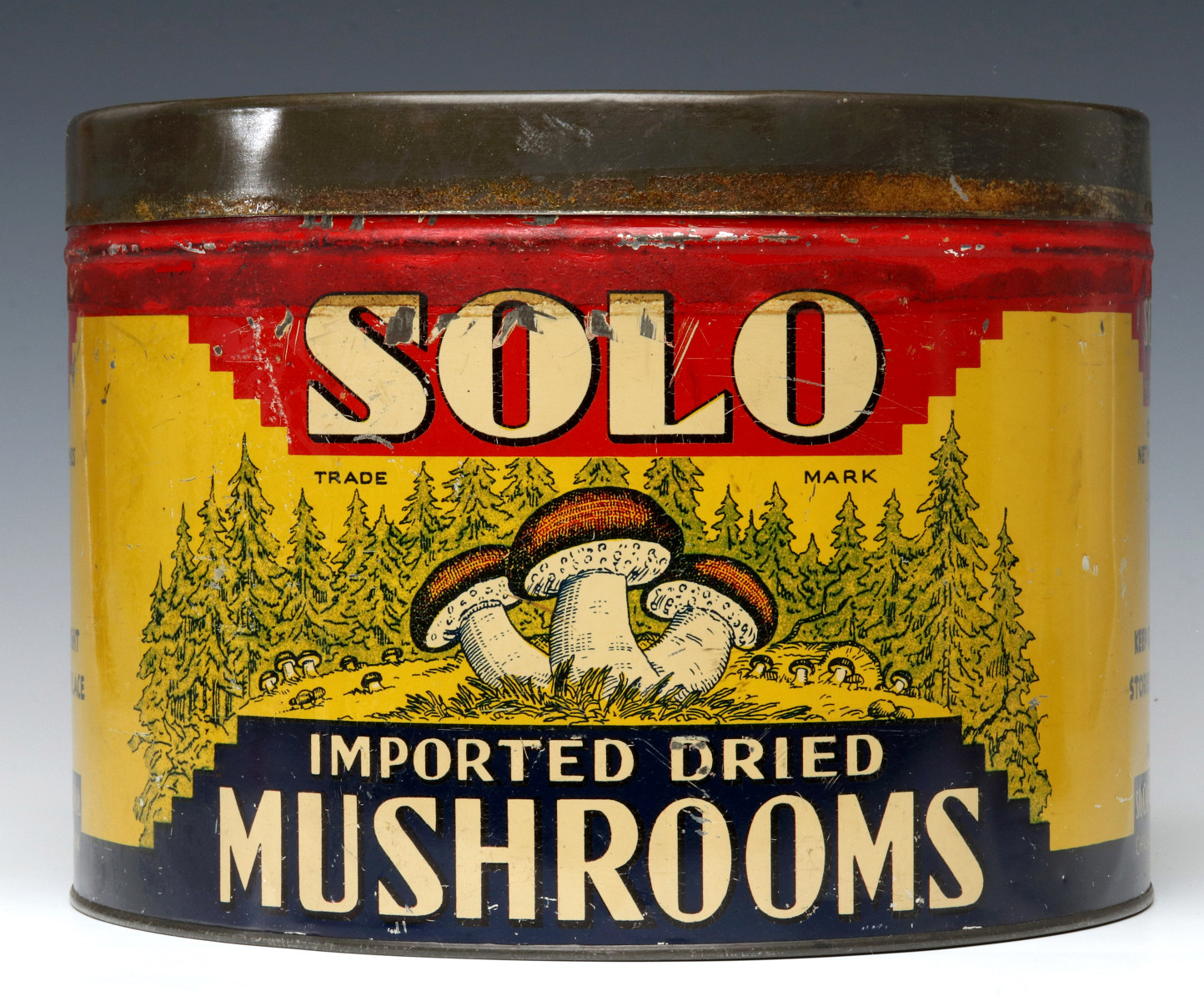 RARE 5-POUND 'SOLO' BRAND DRIED MUSHROOMS CANISTER