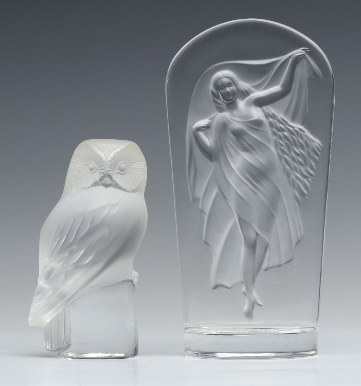 TWO PIECES OF FRENCH CRYSTAL SIGNED LALIQUE