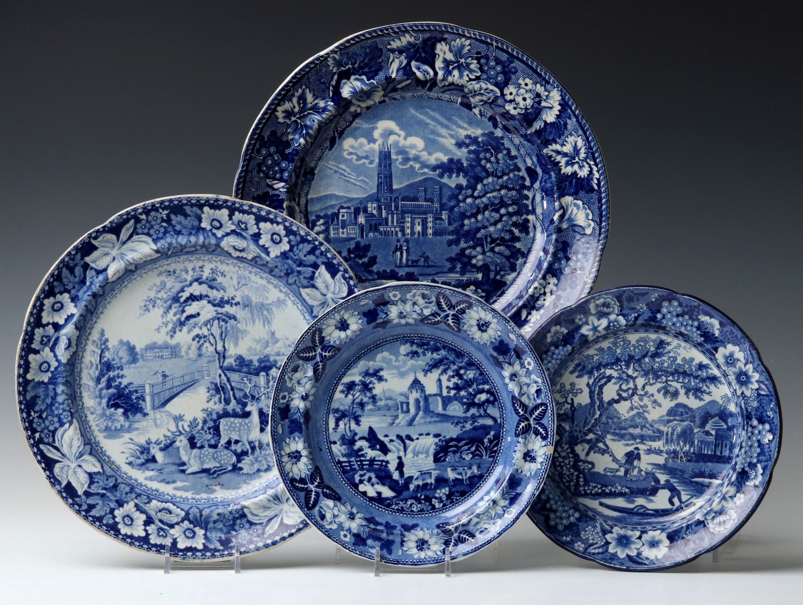 HISTORICAL STAFFORDSHIRE BLUE AND WHITE PLATES