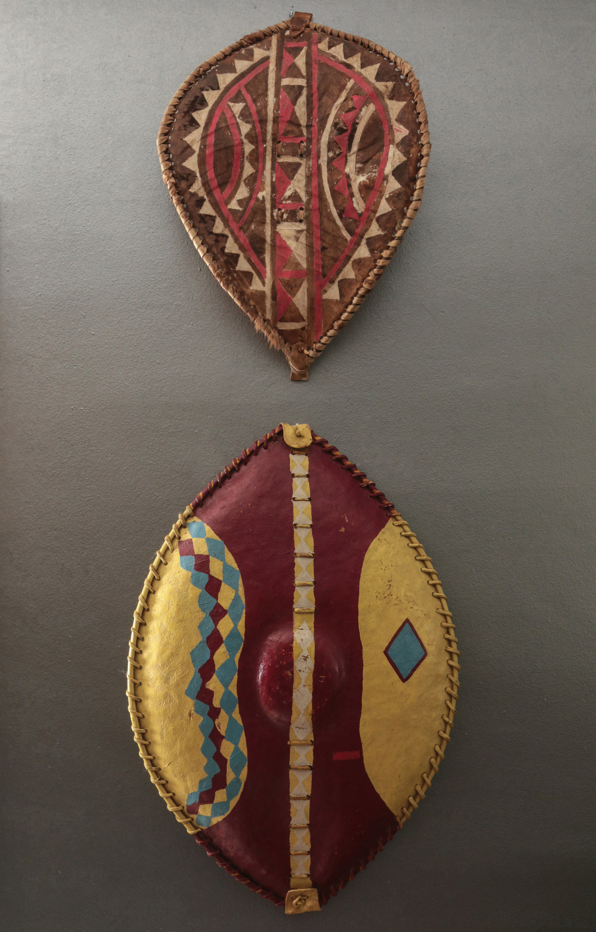 COLORFUL PAINTED HIDE AFRICAN MASAI WARRIOR SHIELDS