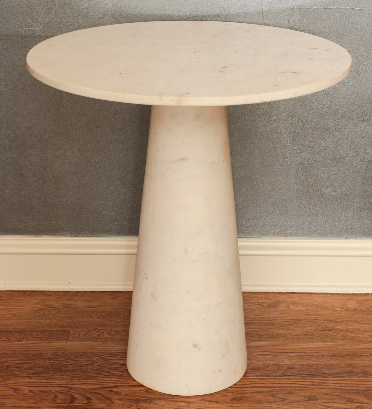A CONTEMPORARY CONICAL BASE MARBLE SIDE TABLE
