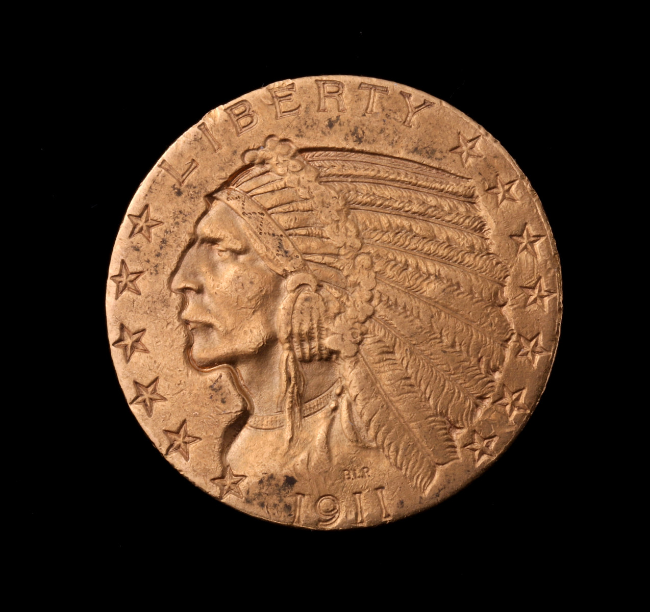 A U.S. $5.00 INDIAN HEAD GOLD COIN 1911