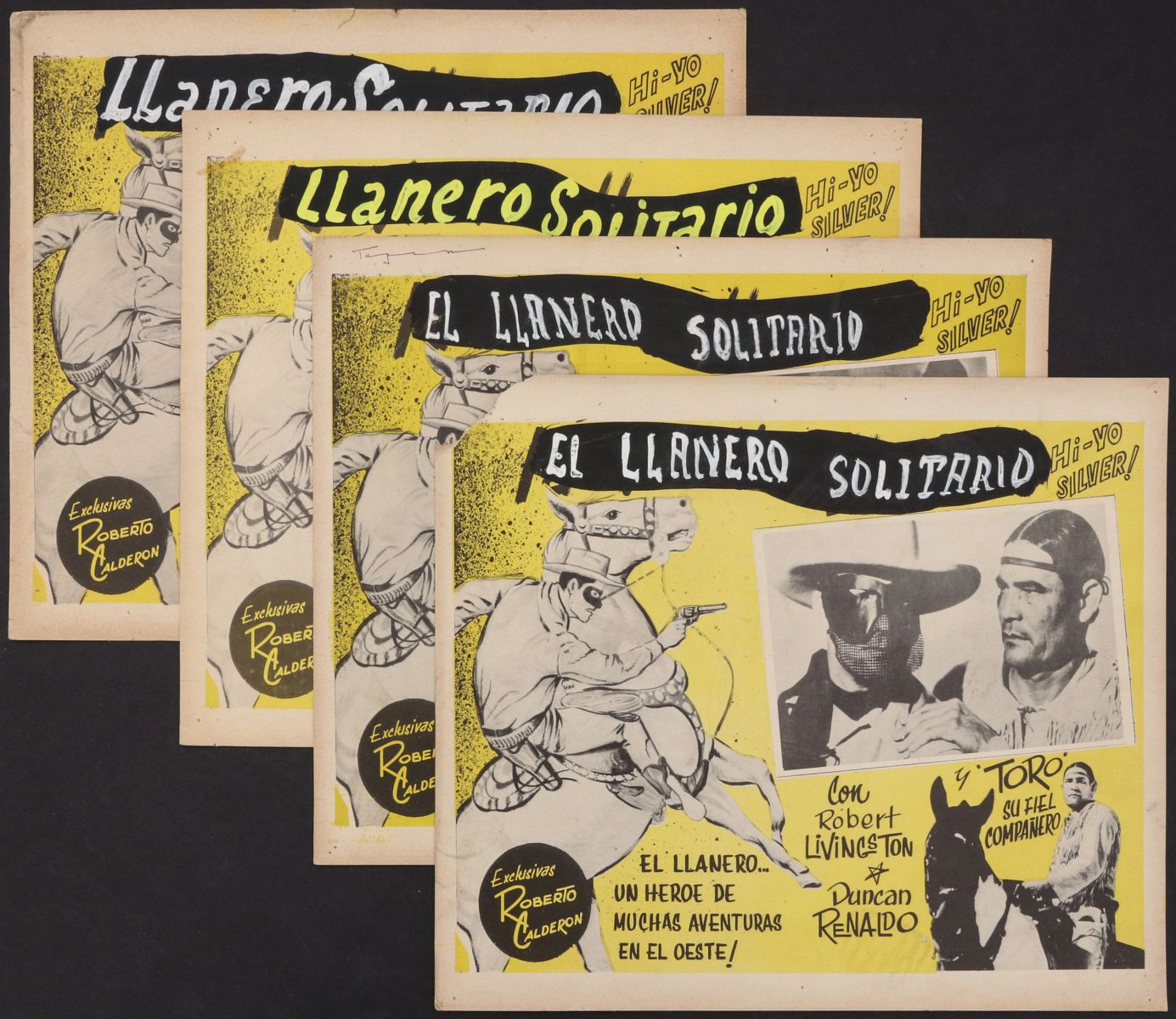 FOUR LONE RANGER MEXICAN CINEMA LOBBY CARDS