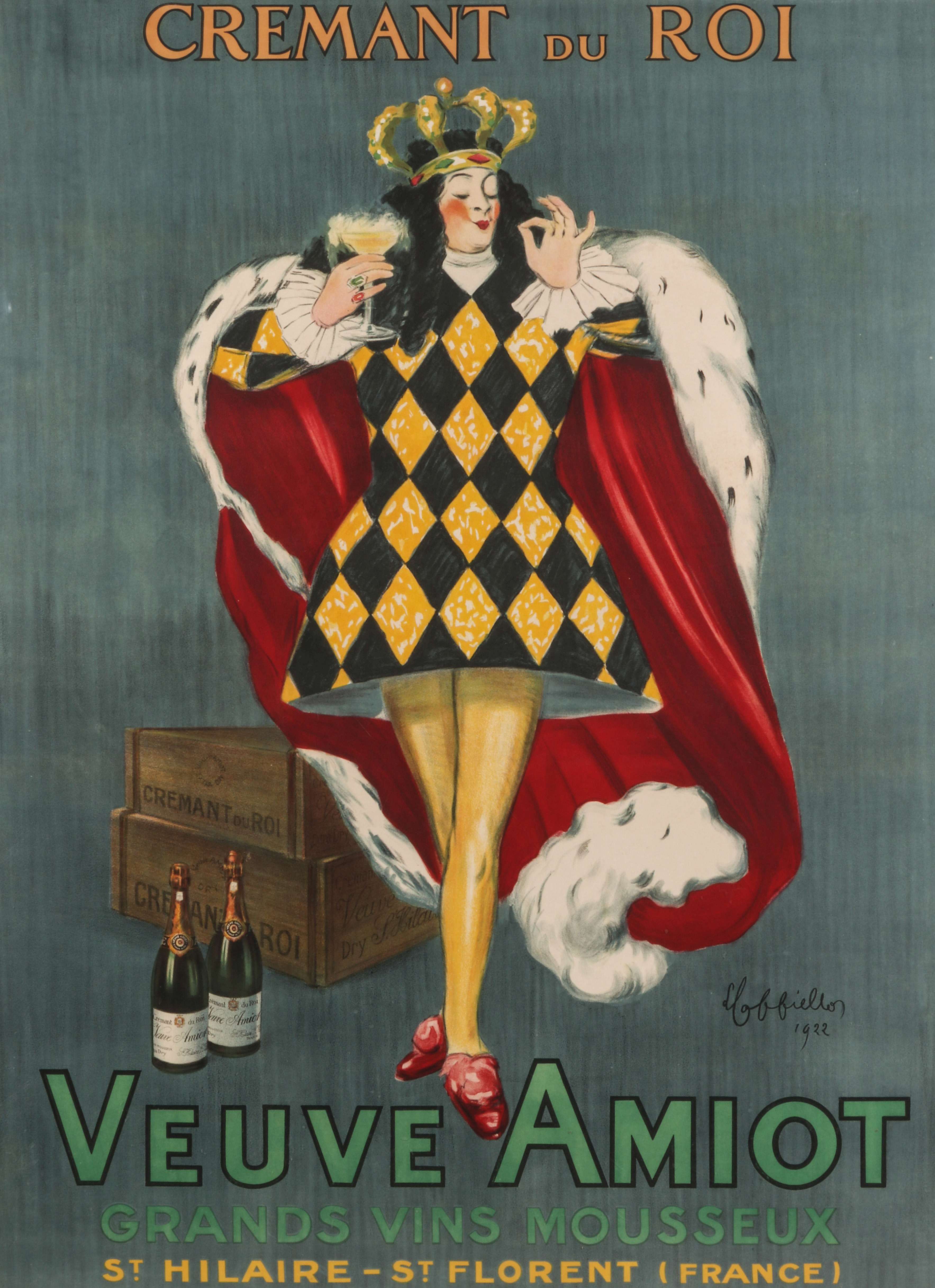 A FRENCH LITHO POSTER FOR VEUVE AMIOT WINE C 1922