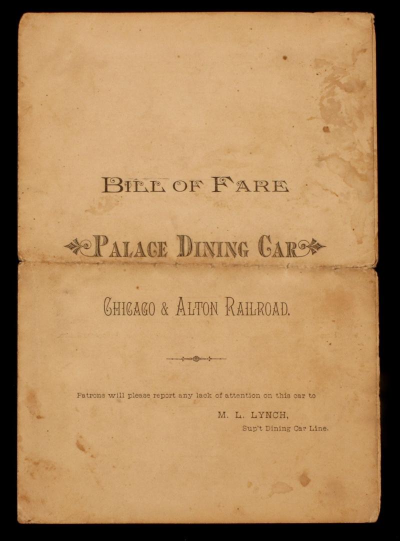 C 1900 CHICAGO & ALTON RAILROAD PALACE DINING MENU