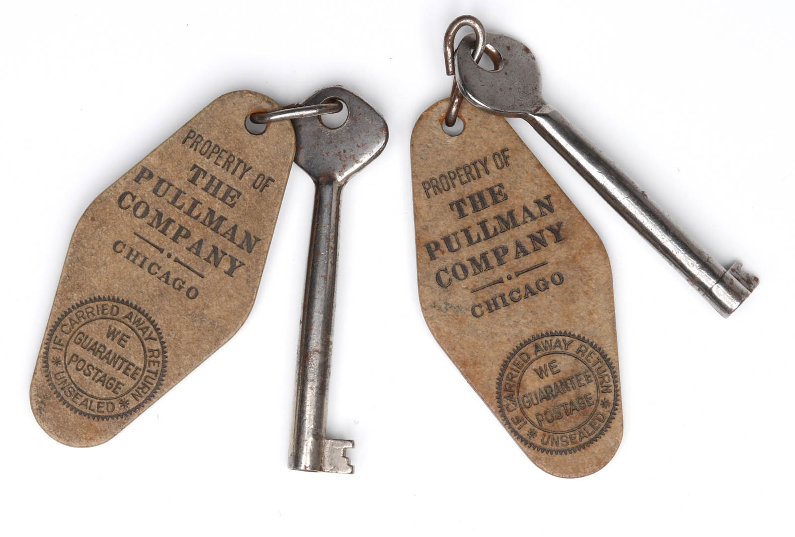 TWO PULLMAN RAILROAD COMPANY KEYS AND FOBS