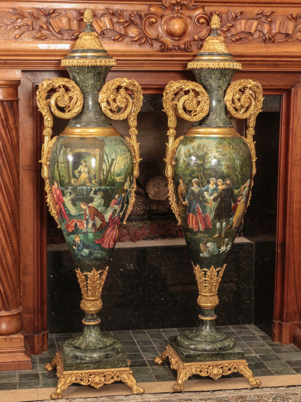 PR DECORATIVE 20TH C FRENCH STYLE COMPOSITE URNS