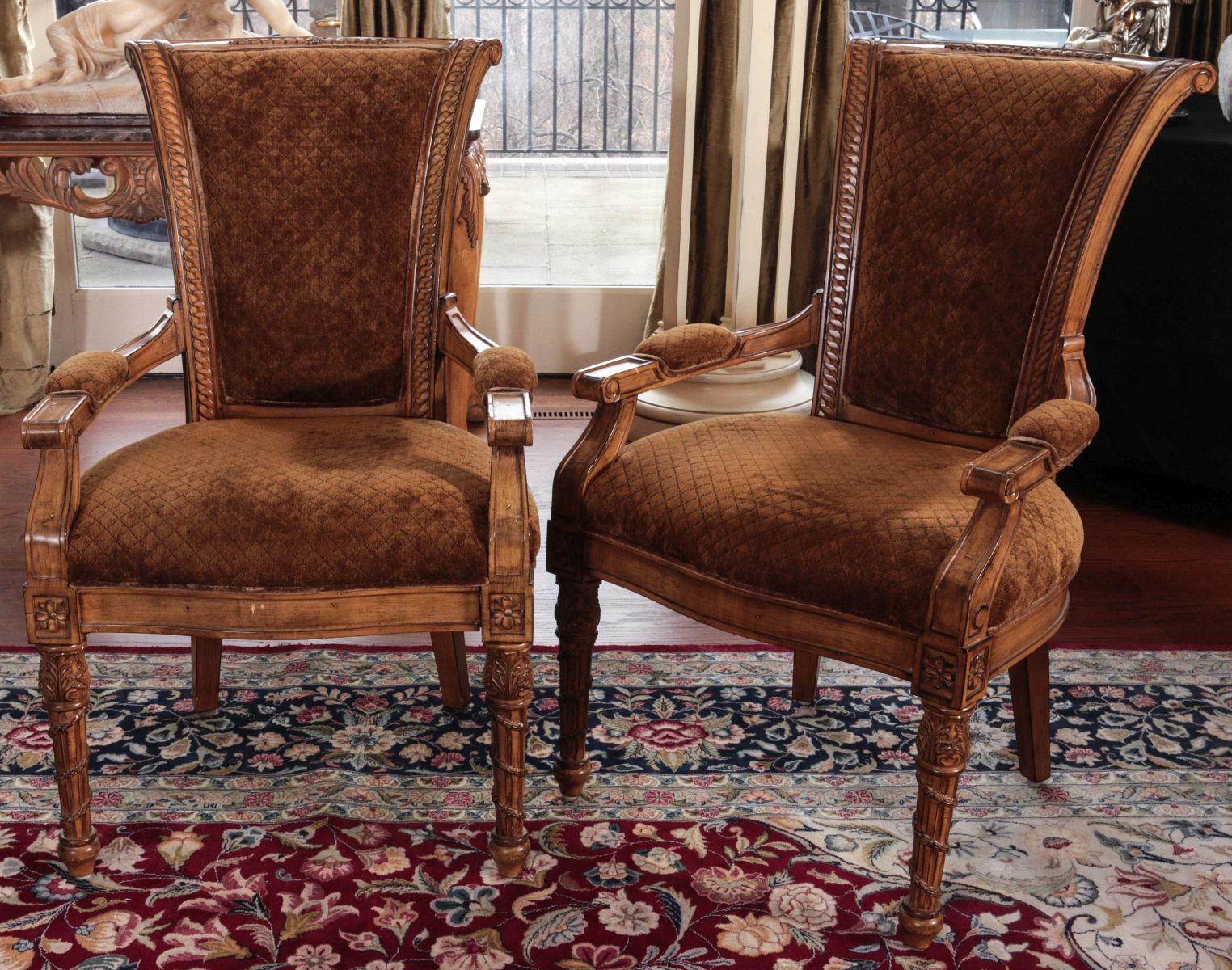 HOOKER FURNITURE FRENCH STYLE FAUTEUIL ARM CHAIRS