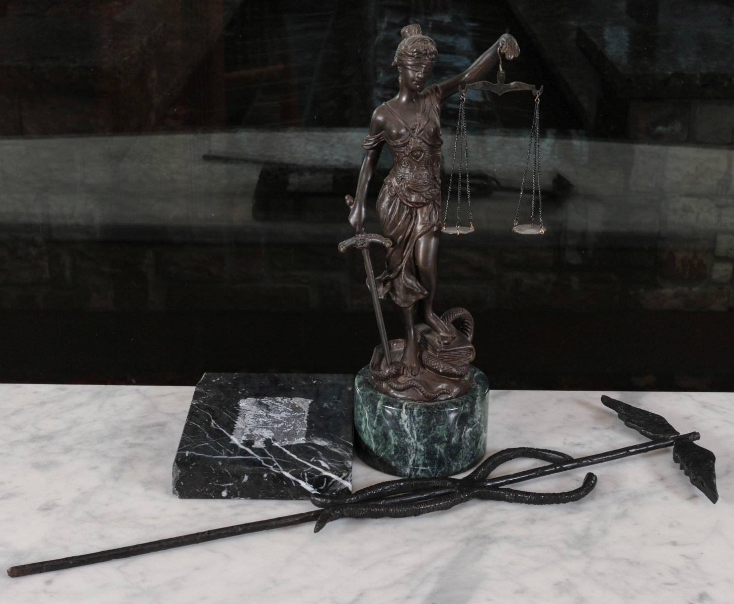 LATE 20TH CENTURY BRONZE LADY JUSTICE
