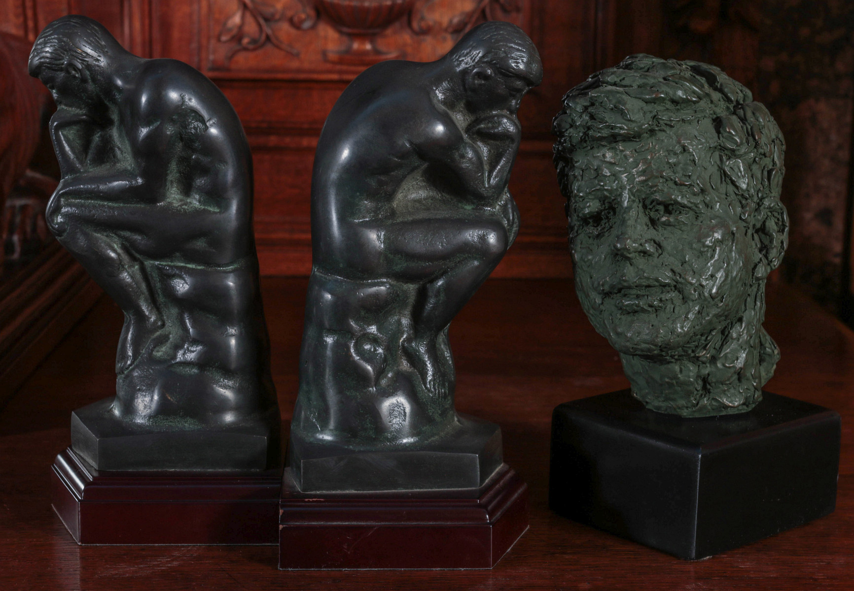 BOOKENDS AND BUST OF KENNEDY