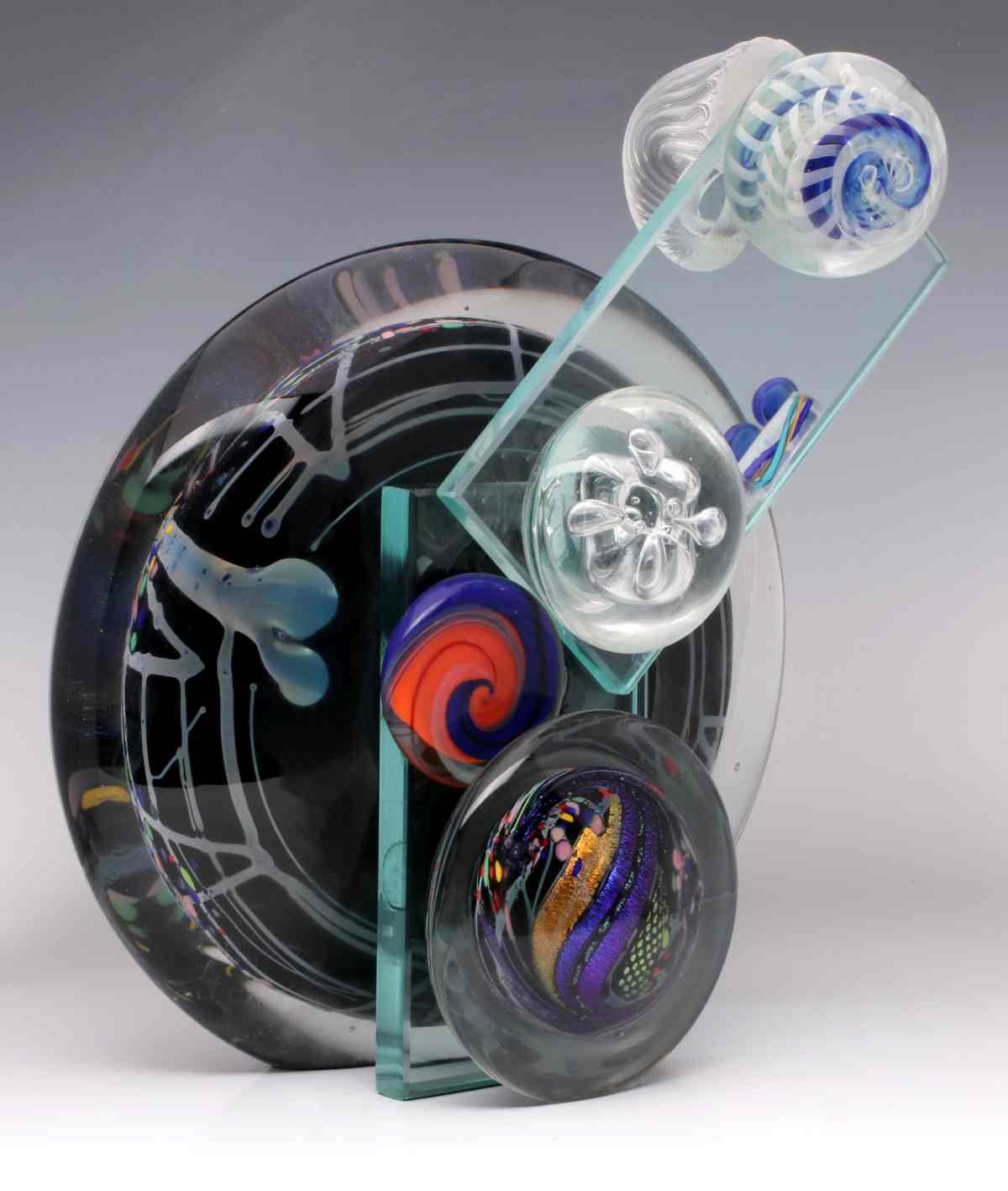 A LARGE AND COMPLEX ROLLIN KARG GLASS ASSEMBLAGE
