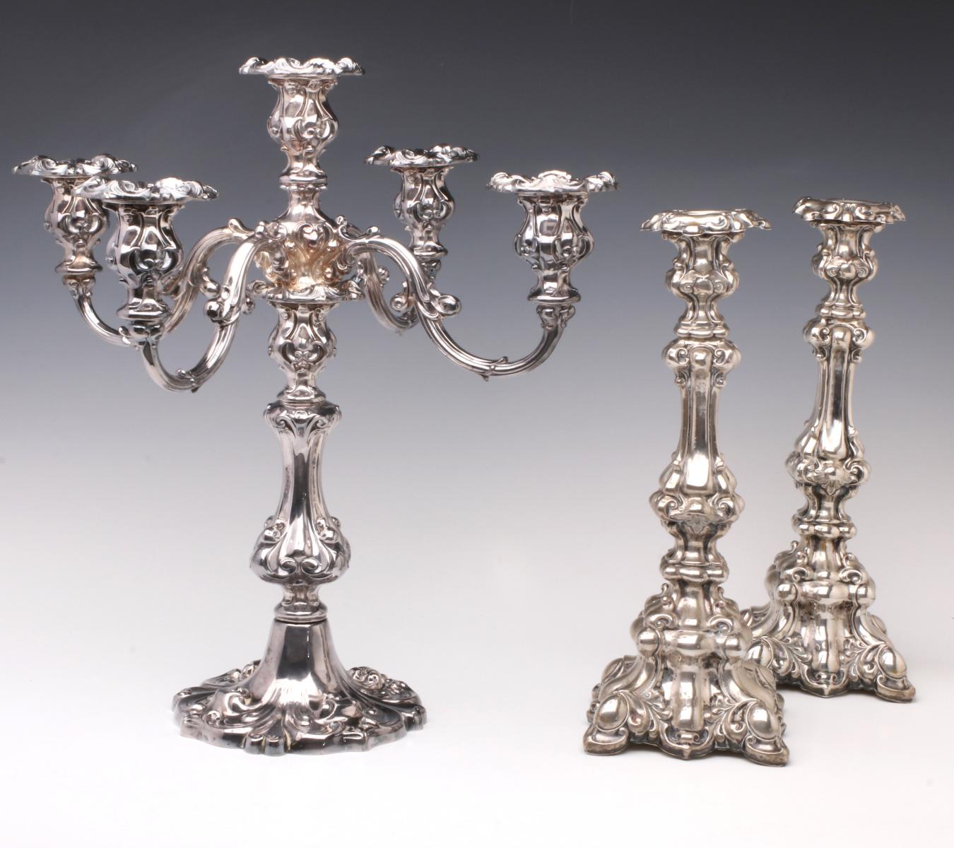 WALLACE PLATED CANDELABRA 8318, WITH SIMILAR PAIR