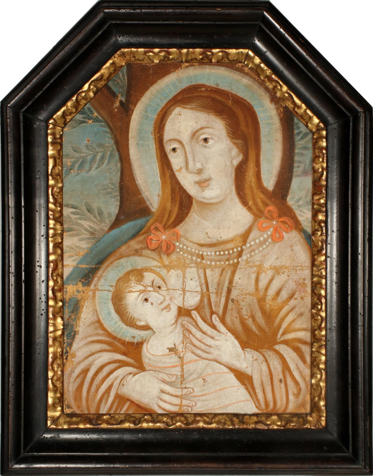 A GOOD 17TH/18TH C ITALIAN PAINTING OF THE MADONNA