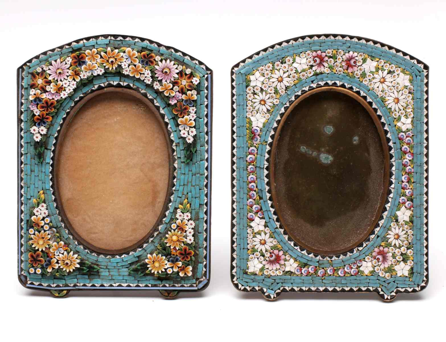 TWO ANTIQUE ITALIAN MICROMOSAIC PICTURE FRAMES