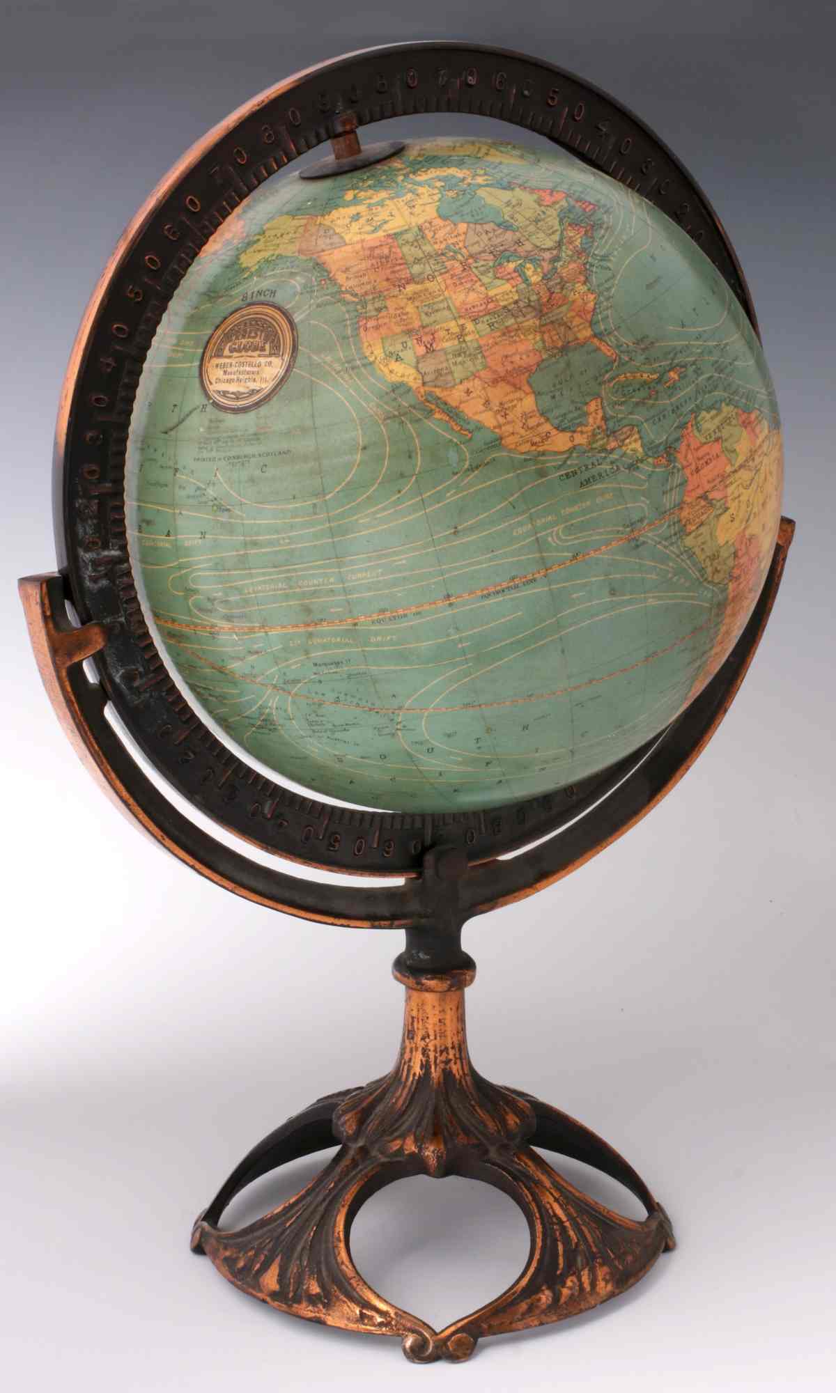 AN EARLY 20TH C. WEBER COSTELLO 8-INCH GLOBE