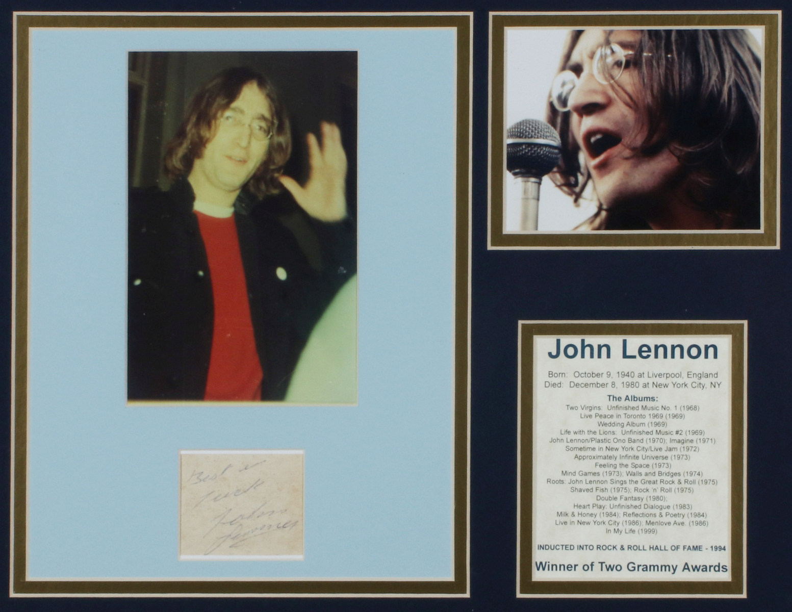JOHN LENNON AUTOGRAPH INSCRIPTION CLIP WITH IMAGES