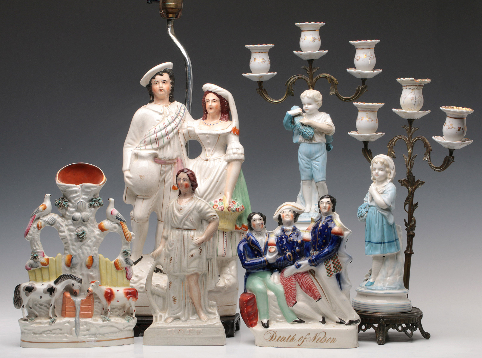 ENGLISH STAFFORDSHIRE AND GERMAN PORCELAIN FIGURES