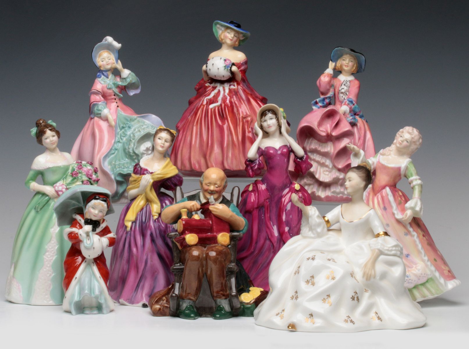 TEN ROYAL DOULTON FIGURINES INCLUDING THE TOYMAKER