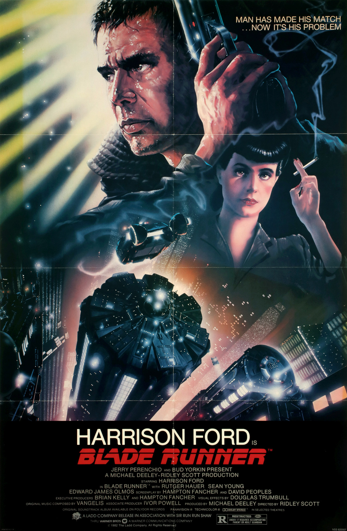 A 1982 'BLADE RUNNER' HARRISON FORD MOVIE POSTER