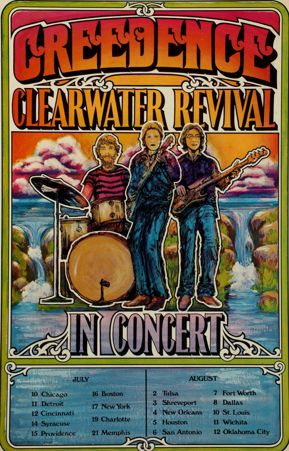 A 1971 CREEDENCE CLEARWATER REVIVAL CONCERT TOUR POSTER