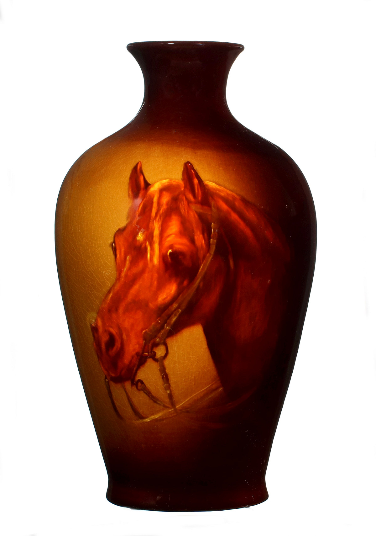 A 14-INCH ROSEVILLE ROZANE VASE | PORTRAIT OF A HORSE