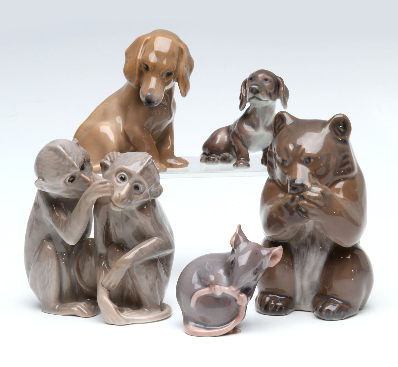 A COLLECTION OF DANISH PORCELAIN ANIMAL FIGURES